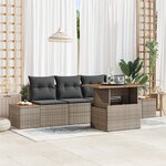 vidaXL Ensemble de Canapés de Jardin de 5 Pièces avec Coussins Gris Rattan Poly