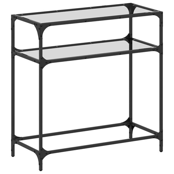 vidaXL Table console avec dessus en verre transparent 80x35x81cm acier
