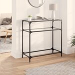 vidaXL Table console avec dessus en verre transparent 80x35x81cm acier