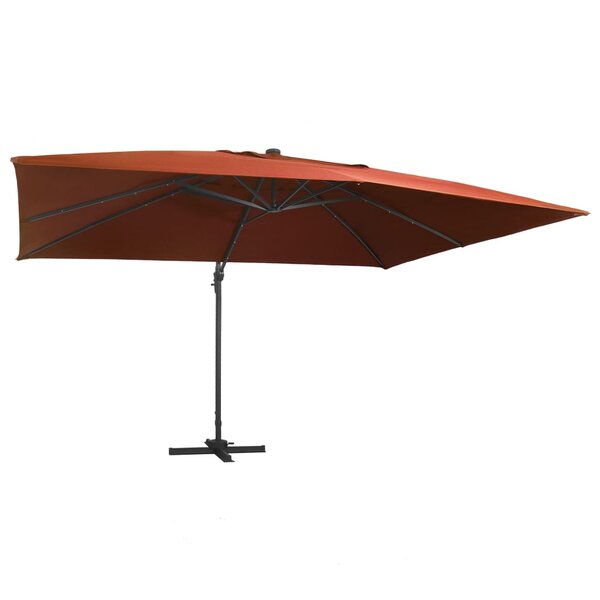 vidaXL Parasol déporté avec lumières LED Terre cuite 400x300 cm