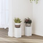 vidaXL Supports pour plantes 2 Pièces blanc 10x10x18 cm bois d'ingénierie