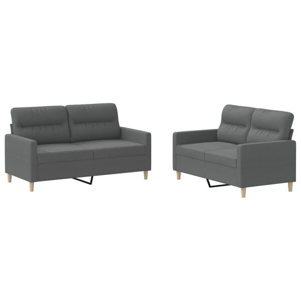 vidaXL Ensemble de canapés 2 Pièces avec coussins Gris foncé Tissu