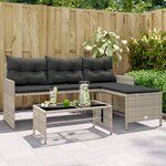 vidaXL Canapé de jardin et table et coussins en forme de L gris clair