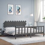 vidaXL Cadre de lit sans matelas gris 200x200 cm bois massif de pin