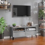 vidaXL Meuble TV gris béton 100x34 5x44 5 cm bois d'ingénierie