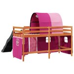 vidaXL Lit mezzanine enfants avec tunnel rose 90x190cm bois pin massif