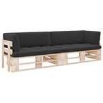 vidaXL Canapé palette 2 places avec coussins Bois de pin imprégné