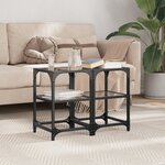 vidaXL Tables basses avec dessus en verre noir 2 Pièces 30x30x45 cm acier