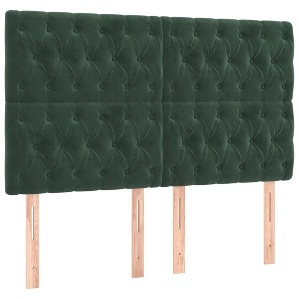 vidaXL Têtes de lit 4 Pièces Vert foncé 72x7x78/88 cm Velours