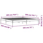 vidaXL Cadre de lit chêne fumé 180x200 cm bois d'ingénierie et métal