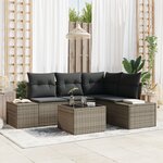 vidaXL Ensemble de Canapé de Jardin de 4 Pièces avec Coussins Gris Rattan Poly