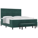 vidaXL Lit à Ressorts avec Matelas & Banc Vert Foncé 180x200 cm Velours