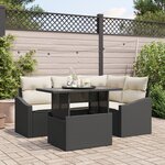 vidaXL Ensemble de canapé de jardin 5 pièces avec coussins en poly rotin noir de