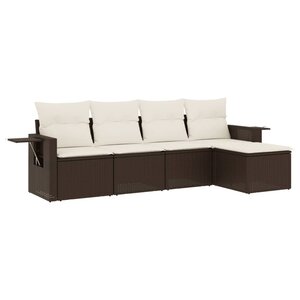 vidaXL Salon de jardin avec coussins 5 Pièces marron résine tressée