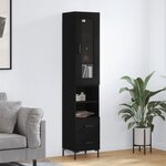 vidaXL Buffet haut Noir 34 5x34x180 cm Bois d'ingénierie