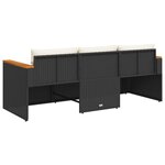 vidaXL Canapé de jardin avec coussins 3 places noir résine tressée