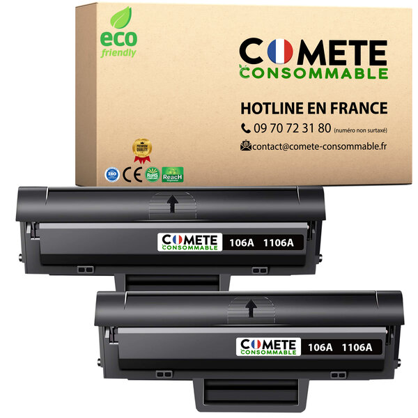 106A - Pack de 2 Toners compatibles HP 106A W1106A Noir - Entreprise française