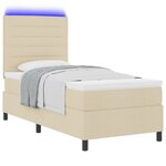 vidaXL Lit à ressorts avec matelas et lumière LED crème 100x200 cm tissu