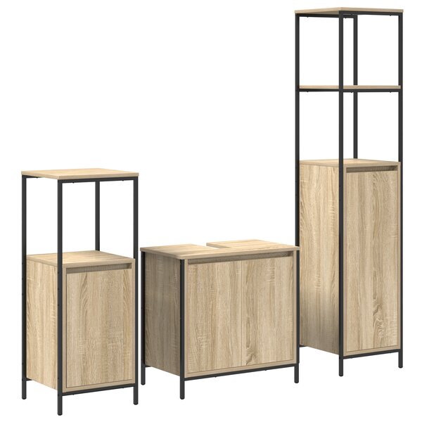 vidaXL Ensemble de meubles de salle de bain 3 pièces Chêne Sonoma Bois d'ingénierie