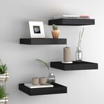 vidaXL Étagères murales flottantes 4 Pièces noir 23x23 5x3 8 cm MDF