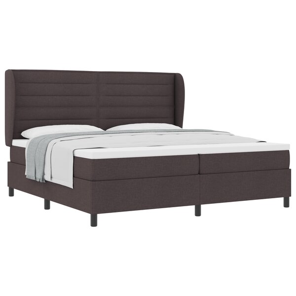 Lit à ressorts vidaXL avec matelas marron foncé 200x200 cm en tissu