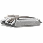vidaXL Cadre de lit avec LED sans matelas gris béton 160x200 cm