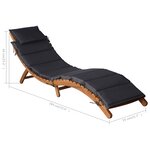 vidaXL Chaise longue avec coussin Bois d'acacia solide Gris foncé