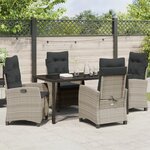 vidaXL Ensemble de salle à manger de jardin 5 pièces avec coussins gris clair en poly rattan