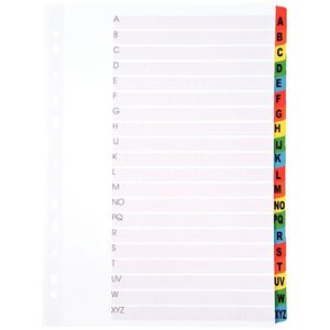 Jeu intercalaires alphabétiques 20 touches de A à Z format A4