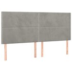 vidaXL Têtes de lit 4 Pièces Gris clair 100x5x78/88 cm Velours