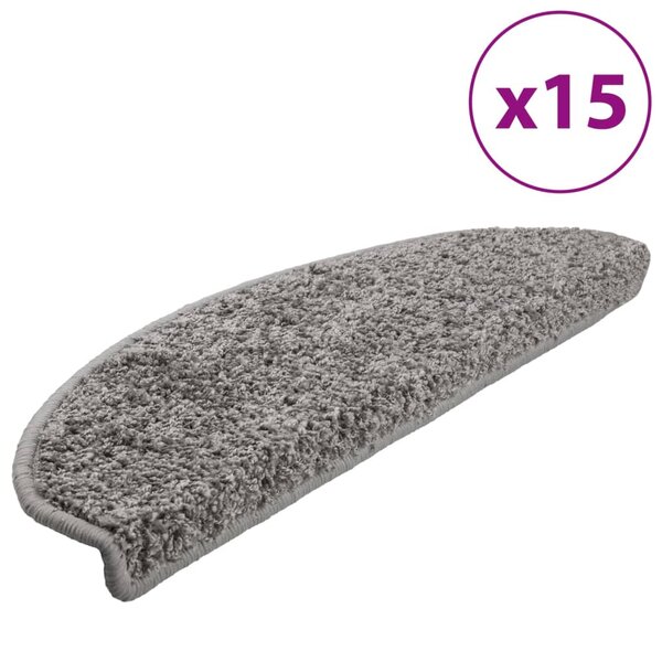 vidaXL Tapis d'escalier 15 Pièces gris 65x21x4 cm