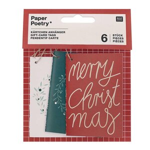 Lot de 6 cartes à suspendre Merry Christmas