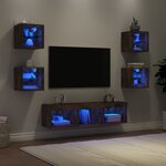 vidaXL Unités murales TV avec LED 7 Pièces chêne fumé bois d'ingénierie