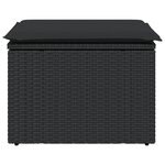 vidaXL Tabouret de jardin avec coussin noir 55x55x37 cm résine tressée