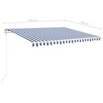 vidaXL Auvent manuel rétractable avec poteaux 4x3 5 m Bleu et blanc