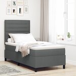 vidaXL Lit box spring avec matelas gris foncé simple en tissu