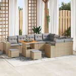 Ensemble de Canapés de Jardin vidaXL 12 Pièces avec Coussins en Rotin Synthétique Beige