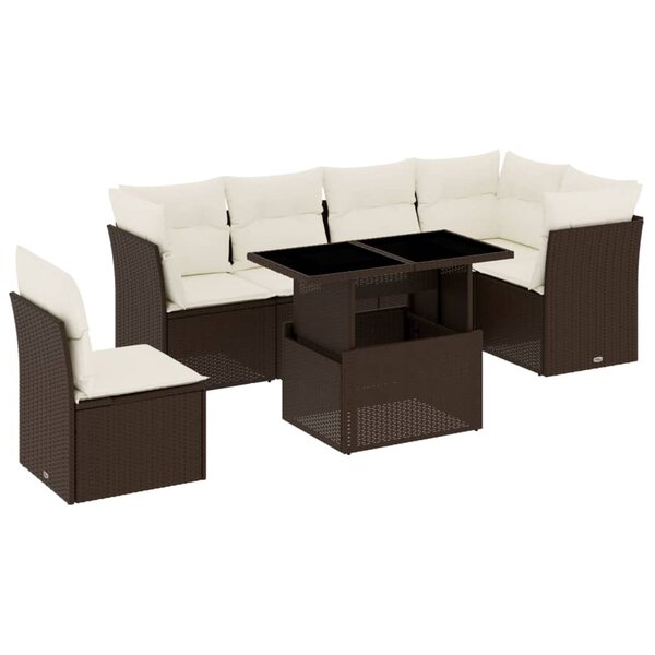 vidaXL Salon de jardin avec coussins 7 Pièces marron résine tressée