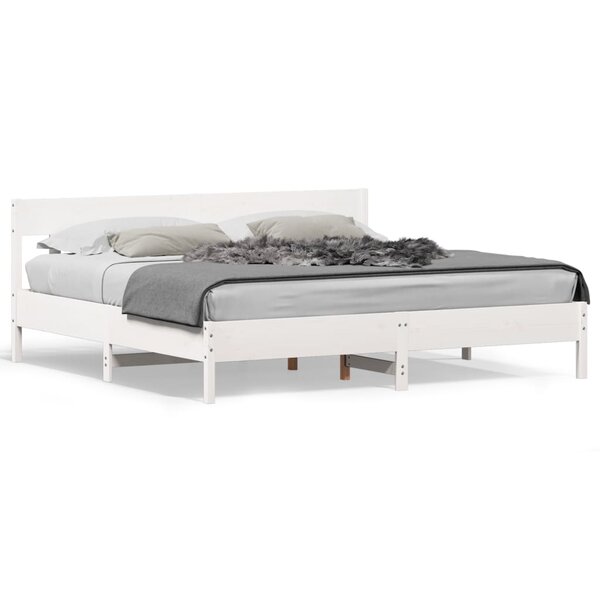 vidaXL Cadre de lit sans matelas blanc 200x200 cm bois massif de pin