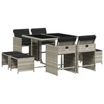 vidaXL Ensemble à manger de jardin et coussins 9 Pièces gris clair rotin