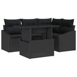 vidaXL Ensemble de canapé de jardin 5 pièces avec coussins en rotin poly noir