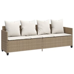 vidaXL Chaise longue avec coussins beige résine tressée
