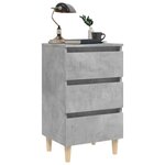 vidaXL Tables de chevet avec pieds en bois 2 Pièces gris béton 40x35x69cm
