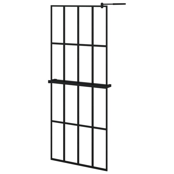 vidaXL Paroi de douche avec étagère Noir 80x195 cm Verre ESG&Aluminium