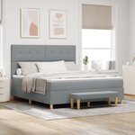vidaXL Lit Box Spring avec matelas et banc Gris clair 180x200 cm Tissu