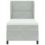 Lit Box Spring vidaXL avec matelas Gris clair 90x200 cm Velours