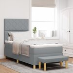 vidaXL Lit à ressort avec matelas et banc gris clair 100x200 cm tissu