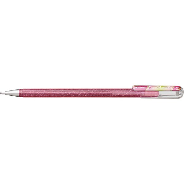Roller encre gel métallique Dual Metallic  Rose clair+ Vert/Or métallique x 12 PENTEL