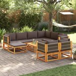 vidaXL Salon de jardin avec coussins 10 Pièces bois d'acacia solide