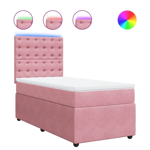 vidaXL Sommier à lattes de lit et matelas Rose 80x200 cm Velours